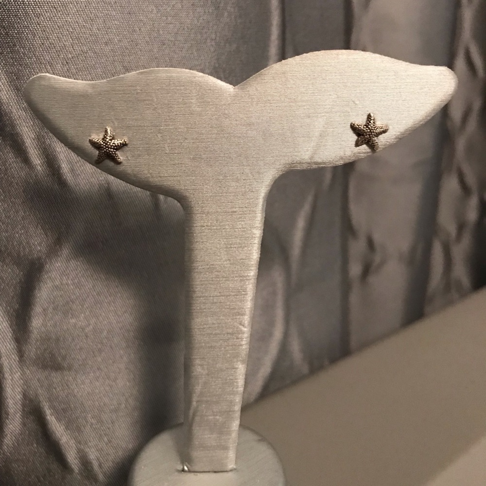 Silver small starfish earrings